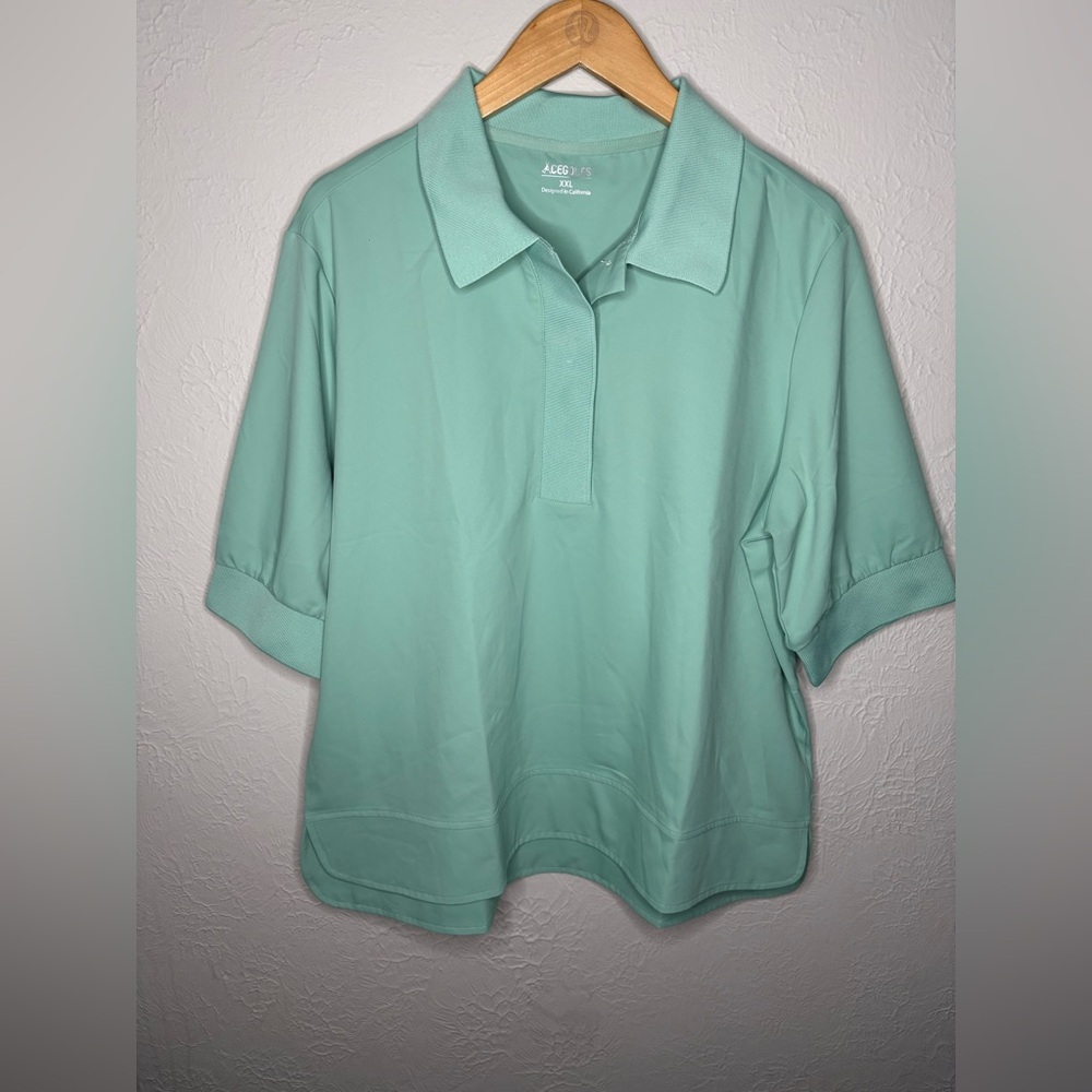 ACEGOLFS Men's Polo Golf Shirt XXL Mint Green Short Sleeve